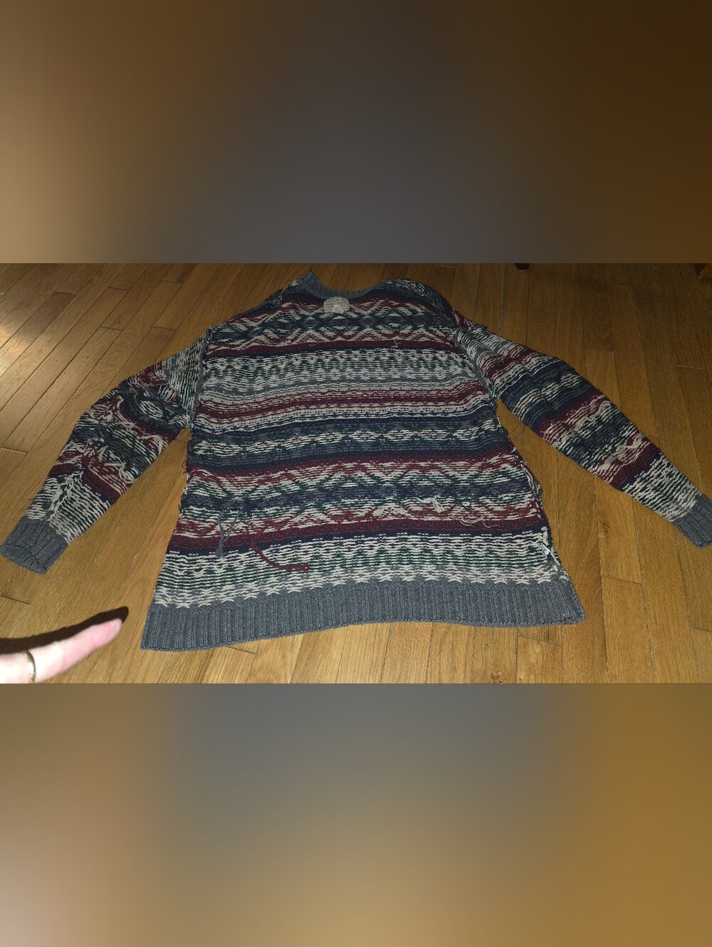 VINTAGE Y2K ABERCROMBIE & FITCH Men's Multicolor Fair Isle Crewneck Sweater XL - Picture 7 of 12